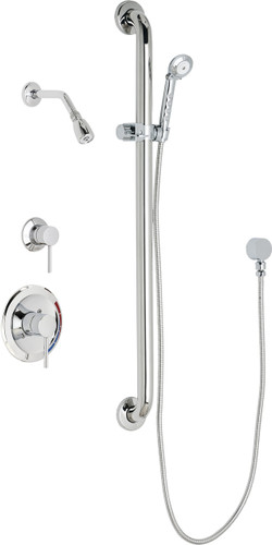  Chicago Faucets (SH-PB1-13-024) Pressure Balancing Tub and Shower Valve with Shower Head