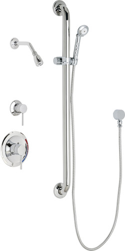  Chicago Faucets (SH-PB1-12-044) Pressure Balancing Tub and Shower Valve with Shower Head