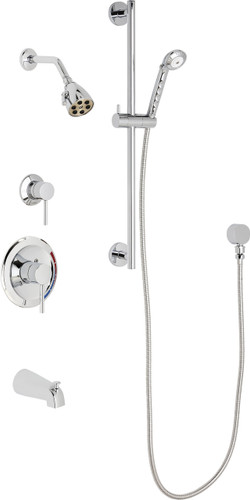  Chicago Faucets (SH-PB1-11-141) Pressure Balancing Tub and Shower Valve with Shower Head