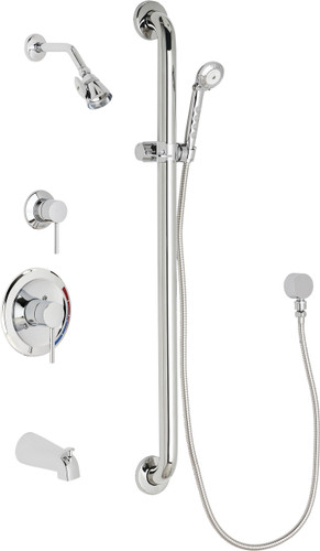  Chicago Faucets (SH-PB1-16-114) Pressure Balancing Tub and Shower Valve with Shower Head