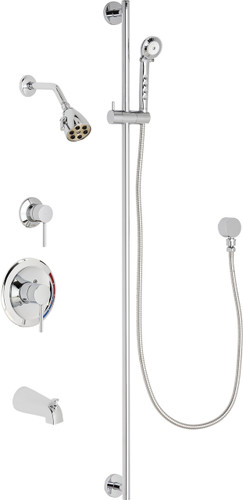  Chicago Faucets (SH-PB1-11-112) Pressure Balancing Tub and Shower Valve with Shower Head