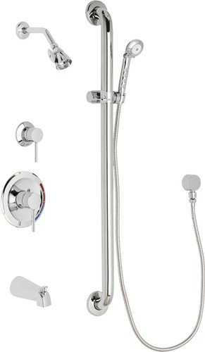  Chicago Faucets (SH-PB1-17-114) Pressure Balancing Tub and Shower Valve with Shower Head