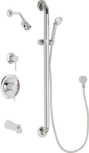  Chicago Faucets (SH-PB1-17-134) Pressure Balancing Tub and Shower Valve with Shower Head