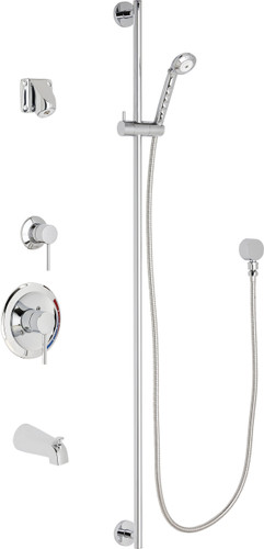  Chicago Faucets (SH-PB1-15-142) Pressure Balancing Tub and Shower Valve with Shower Head