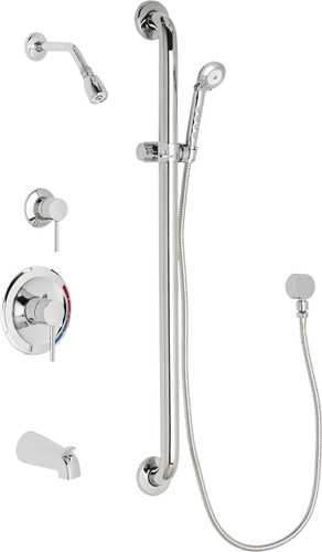  Chicago Faucets (SH-PB1-13-114) Pressure Balancing Tub and Shower Valve with Shower Head