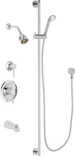  Chicago Faucets (SH-PB1-11-142) Pressure Balancing Tub and Shower Valve with Shower Head