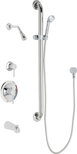  Chicago Faucets (SH-PB1-12-144) Pressure Balancing Tub and Shower Valve with Shower Head