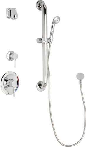  Chicago Faucets (SH-PB1-14-013) Pressure Balancing Tub and Shower Valve with Shower Head