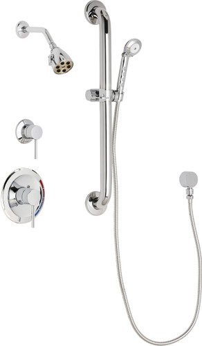  Chicago Faucets (SH-PB1-11-013) Pressure Balancing Tub and Shower Valve with Shower Head