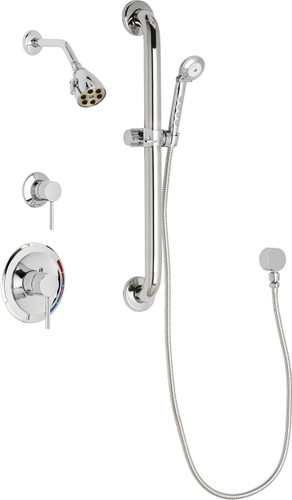  Chicago Faucets (SH-PB1-11-033) Pressure Balancing Tub and Shower Valve with Shower Head
