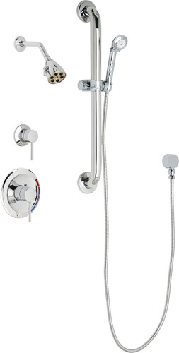  Chicago Faucets (SH-PB1-11-023) Pressure Balancing Tub and Shower Valve with Shower Head