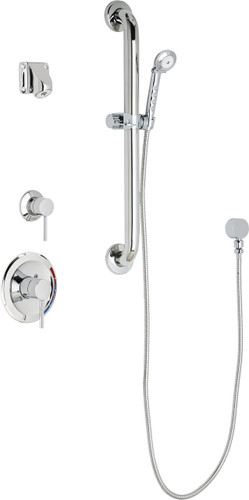  Chicago Faucets (SH-PB1-14-043) Pressure Balancing Tub and Shower Valve with Shower Head
