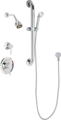  Chicago Faucets (SH-PB1-11-043) Pressure Balancing Tub and Shower Valve with Shower Head