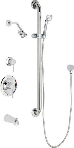  Chicago Faucets (SH-PB1-17-124) Pressure Balancing Tub and Shower Valve with Shower Head