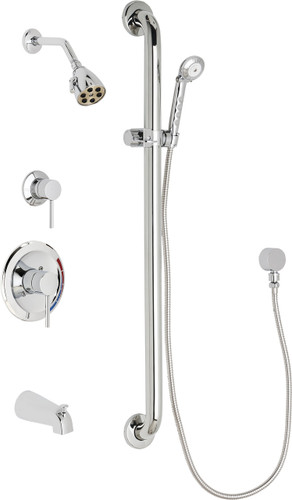  Chicago Faucets (SH-PB1-11-134) Pressure Balancing Tub and Shower Valve with Shower Head