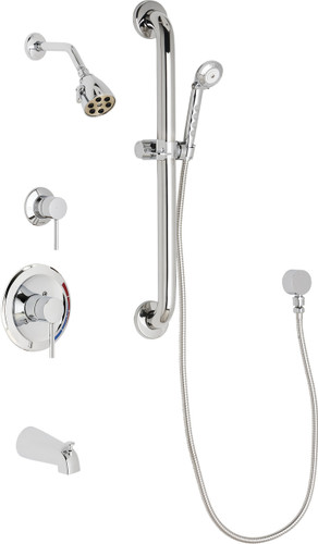  Chicago Faucets (SH-PB1-11-113) Pressure Balancing Tub and Shower Valve with Shower Head