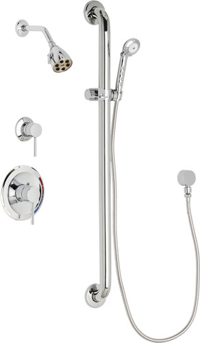  Chicago Faucets (SH-PB1-11-034) Pressure Balancing Tub and Shower Valve with Shower Head