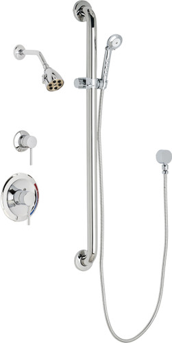  Chicago Faucets (SH-PB1-11-024) Pressure Balancing Tub and Shower Valve with Shower Head
