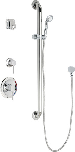  Chicago Faucets (SH-PB1-14-044) Pressure Balancing Tub and Shower Valve with Shower Head