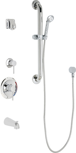  Chicago Faucets (SH-PB1-14-143) Pressure Balancing Tub and Shower Valve with Shower Head