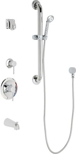  Chicago Faucets (SH-PB1-15-143) Pressure Balancing Tub and Shower Valve with Shower Head