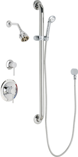  Chicago Faucets (SH-PB1-11-044) Pressure Balancing Tub and Shower Valve with Shower Head