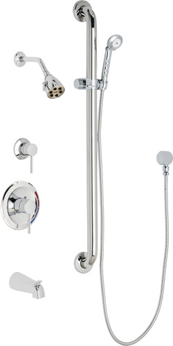  Chicago Faucets (SH-PB1-11-124) Pressure Balancing Tub and Shower Valve with Shower Head