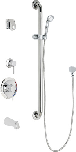  Chicago Faucets (SH-PB1-15-144) Pressure Balancing Tub and Shower Valve with Shower Head