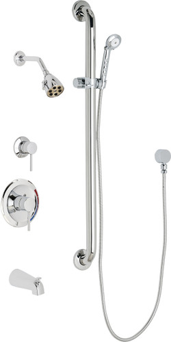  Chicago Faucets (SH-PB1-11-144) Pressure Balancing Tub and Shower Valve with Shower Head