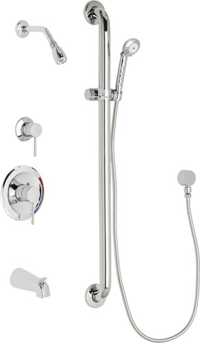  Chicago Faucets (SH-PB1-12-134) Pressure Balancing Tub and Shower Valve with Shower Head