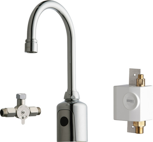  Chicago Faucets (116.963.AB.1) HyTronic Gooseneck Sink Faucet with Dual Beam Infrared Sensor