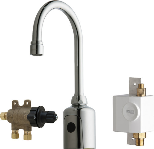  Chicago Faucets (116.973.AB.1) HyTronic Gooseneck Sink Faucet with Dual Beam Infrared Sensor
