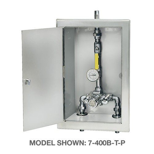  Symmons (7-700BW) TempControl Thermostatic Mixing Valve and Piping Assembly in Cabinet with Cold Water By-pass