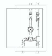 Symmons (7-200BW-ASB) Tempcontrol Valve and and Piping in Cabinet with Cold Water By-pass