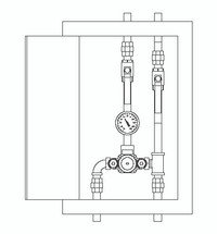 Symmons (7-400BW-ASB) Tempcontrol Valve and Piping in Cabinet