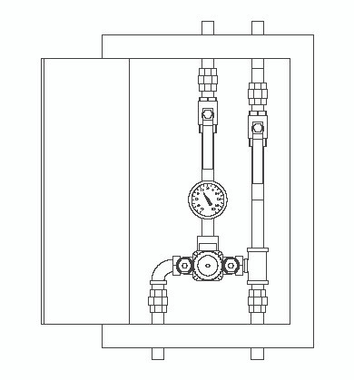  Symmons (7-500BW-ASB) Tempcontrol Valve and Piping in Cabinet with Cold Water By-pass