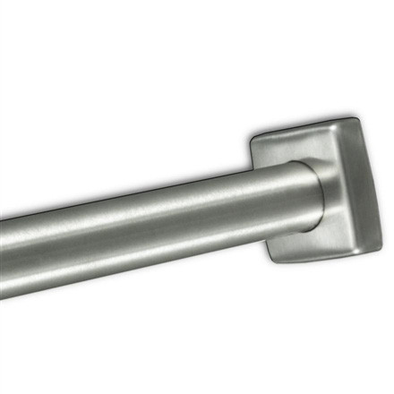  Brey Krause (S-4647-SS) 1" Square Stainless Steel Heavy Duty Shower Rod Flange - Concealed Mount (Pair), Satin Stainless Finish