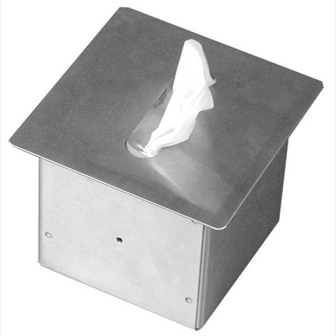 Brey Krause (S-2681-BS) Recessed Square Facial Tissue Dispenser - Square, Bright Stainless Finish