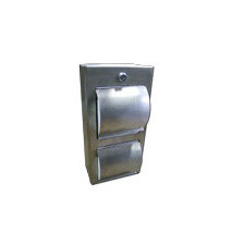 Brey Krause (C-1040-01-SS) Locking Double Roll Toilet Tissue Dispenser with Hoods - Surface Mounted, Satin Stainless Finish