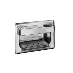  Brey Krause (S-2634-01-SS) Heavy Duty Recessed Soap Dish with Bar and Lip - Drywall Clamp, Satin Stainless Finish