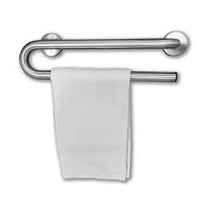 Brey Krause (D-7702-18-SS) Grab Bar with Towel Bar - 18 inch, Satin Stainless Finish