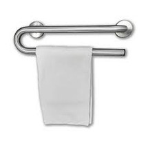 Brey Krause (D-7702-24-SS) Grab Bar with Towel Bar - 24 inch, Satin Stainless Finish