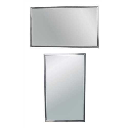  Brey Krause (T-1024-36-U-SS) Commercial Mirror - 24" W X 36" H, Horizontal or Vertical Mount, Satin Stainless Frame