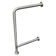Brey Krause (D-7867-SS-K) Grab Bar - Drinking Fountain Grab Bar, 1.5" Diameter, Satin Stainless Finish with Knurled Safety Grip