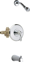 Chicago Faucets (1905-CP) Thermostatic Pressure Balancing Tub and Shower Valve with Shower Head and Diverter Tub Spout