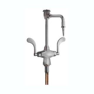  Chicago Faucets (930-317SAM) Hot and Cold Water Mixing Faucet with Vacuum Breaker and Chemical Resistant Satin Antimicrobial Finish
