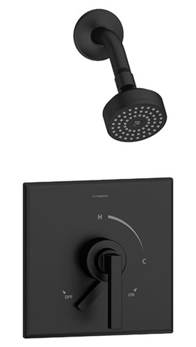  Symmons (S-3601-MB-TRM) Duro shower system trim only with secondary integral volume control, Matte Black