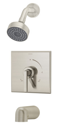  Symmons (S-3602-STN-TRM) Duro tub/shower system trim only with secondary integral diverter, satin nickel