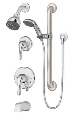  Symmons (S-9606-PLR-TRM) Origins tub/shower/hand shower system with separate diverter, trim only, chrome