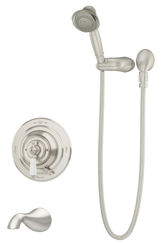  Symmons (S4404STNTRMTC) Carrington tub/hand shower system trim only with secondary integral diverter, satin nickel